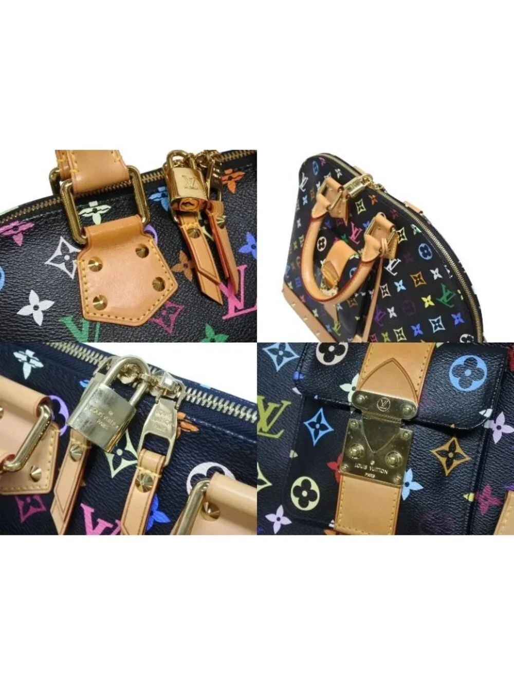 Louis Vuitton Takashi Murakami Alma GM Handbag Monogram Multicolor Black